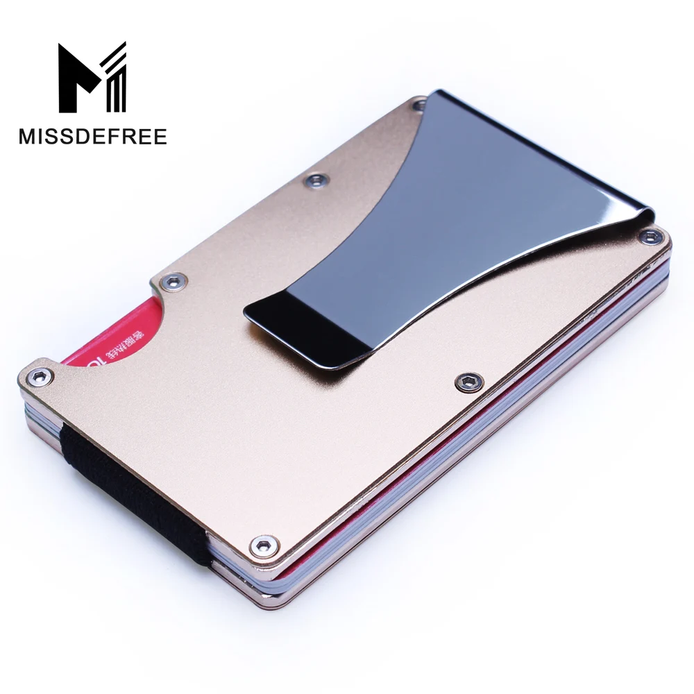 Алюминиевый кошелек Rfid блокирующий мини тонкий металлический кошелек с защитой от помех ID Чехол для кредитных карт защитный зажим для денег держатель для карт