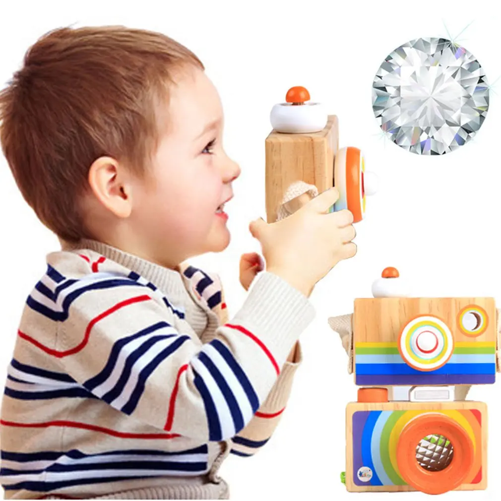 Children Simulation Camera Multicolor Wooden Baby Toy Convenient Play Unique Design Fine Craftsmanship Kaleidoscope |