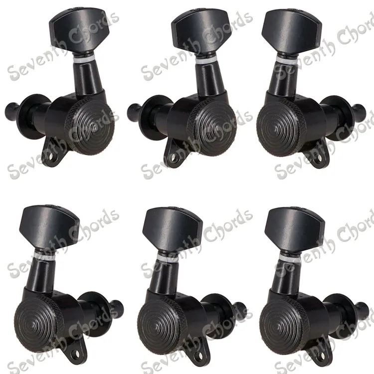 A Set of 4R2L Black Набор 6 шт. хромированные струнные колышки для настройки ключей, Колки для акустической электрогитары, замок Schaller style - Цвет: A Set of 4R2L Black