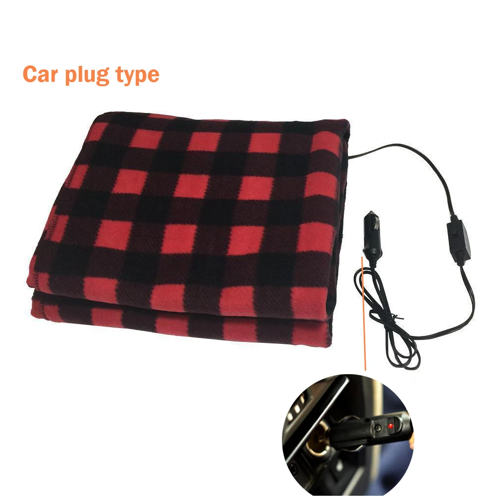 Car plug red Новейшее комфортное электрическое USB одеяло с подогревом для автомобиля, фургона, грузовика, флис, уютный теплый шарф, шаль с подогревом, электрическое зимнее одеяло - Цвет: Car plug red