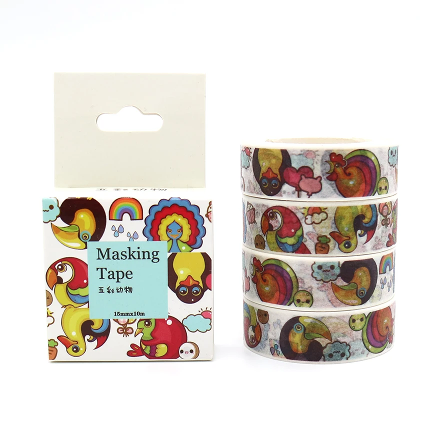 Упаковопосылка коробка разноцветная Васи лента с животными Маскировочная