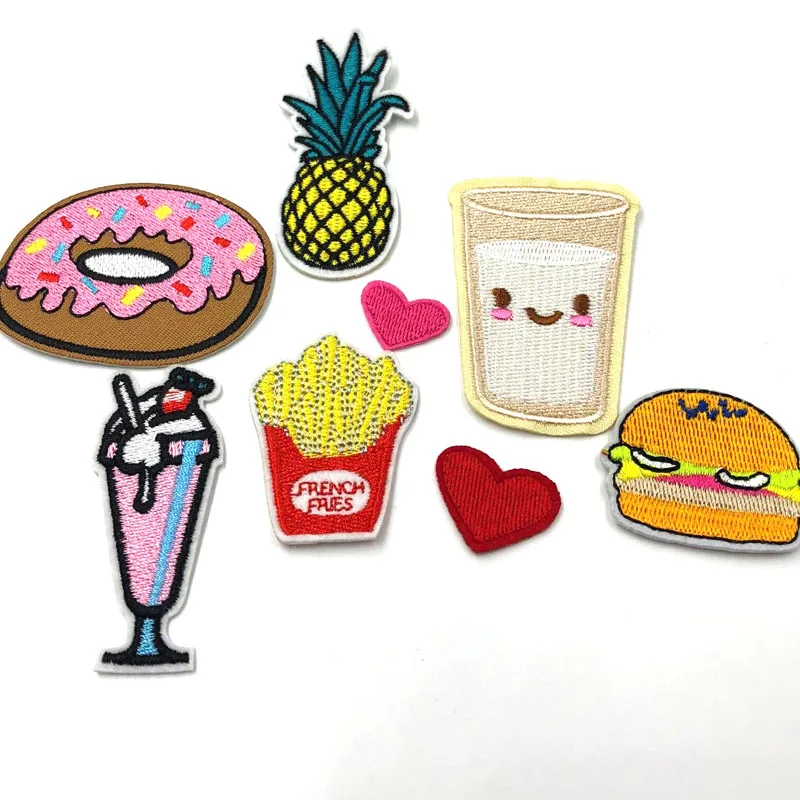 1 PCS Mix foods Patches for Clothing Iron on Embroidered Sew Applique Cute Patch Fabric Badge Garment DIY Apparel Accessories | Дом и сад