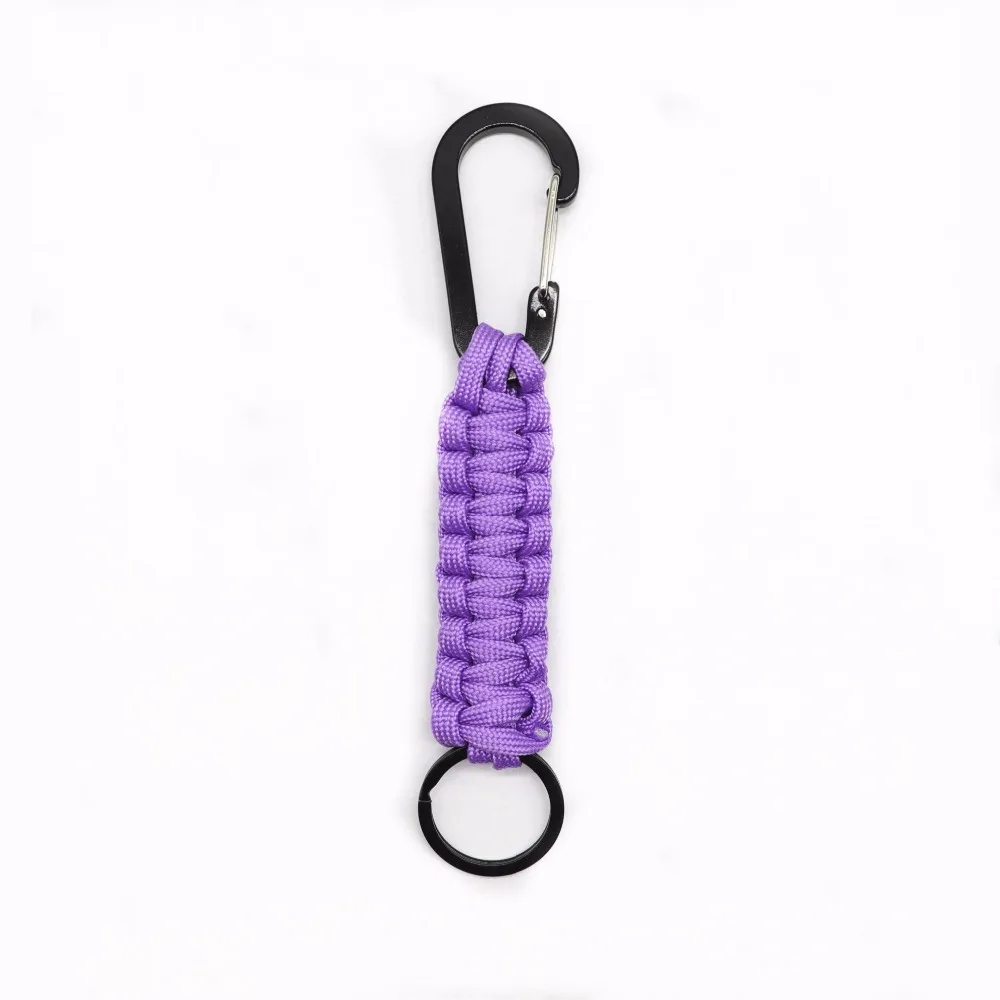 Purple 140 кг прочность на растяжение EDC 1 шт. набор для выживания на открытом воздухе парашютный шнур Брелок военный аварийный Паракорд веревка карабин для ключей - Цвет: Purple