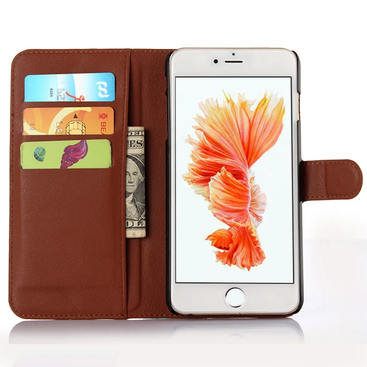 Фото Кожаный чехол-книжка для Apple iPhone 6 6s Plus чехлы-бумажники с отделениями карт