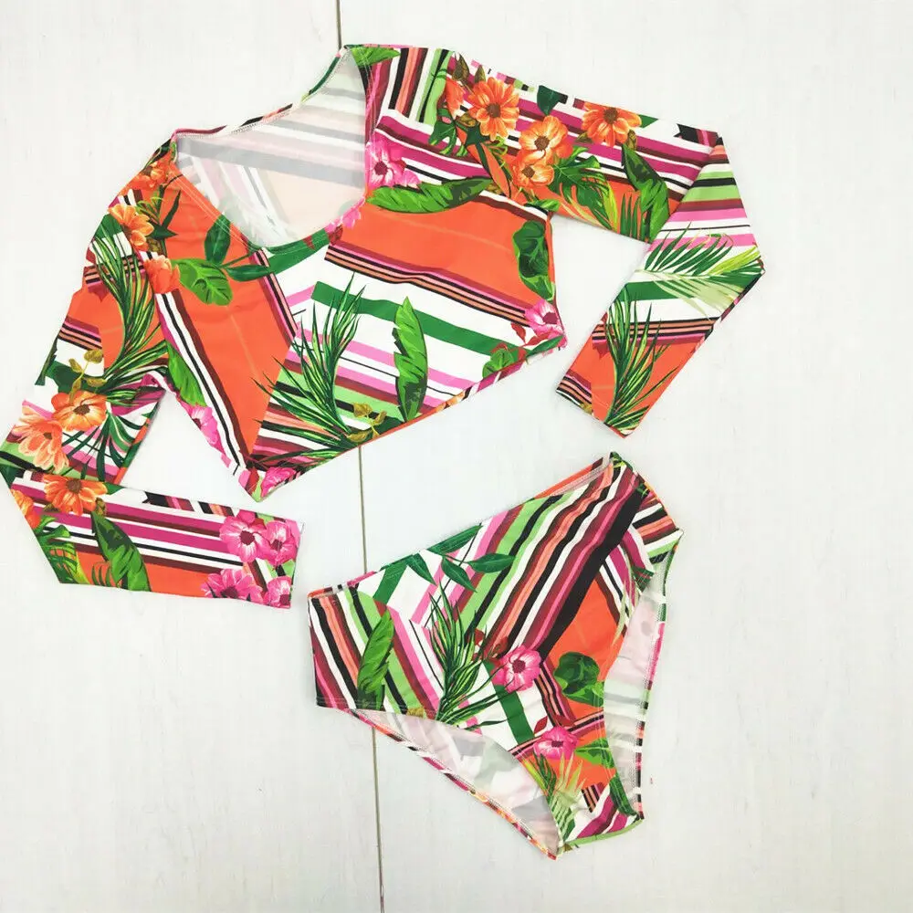 2019 сексуальные женские костюмы из двух частей купальники с длинным рукавом