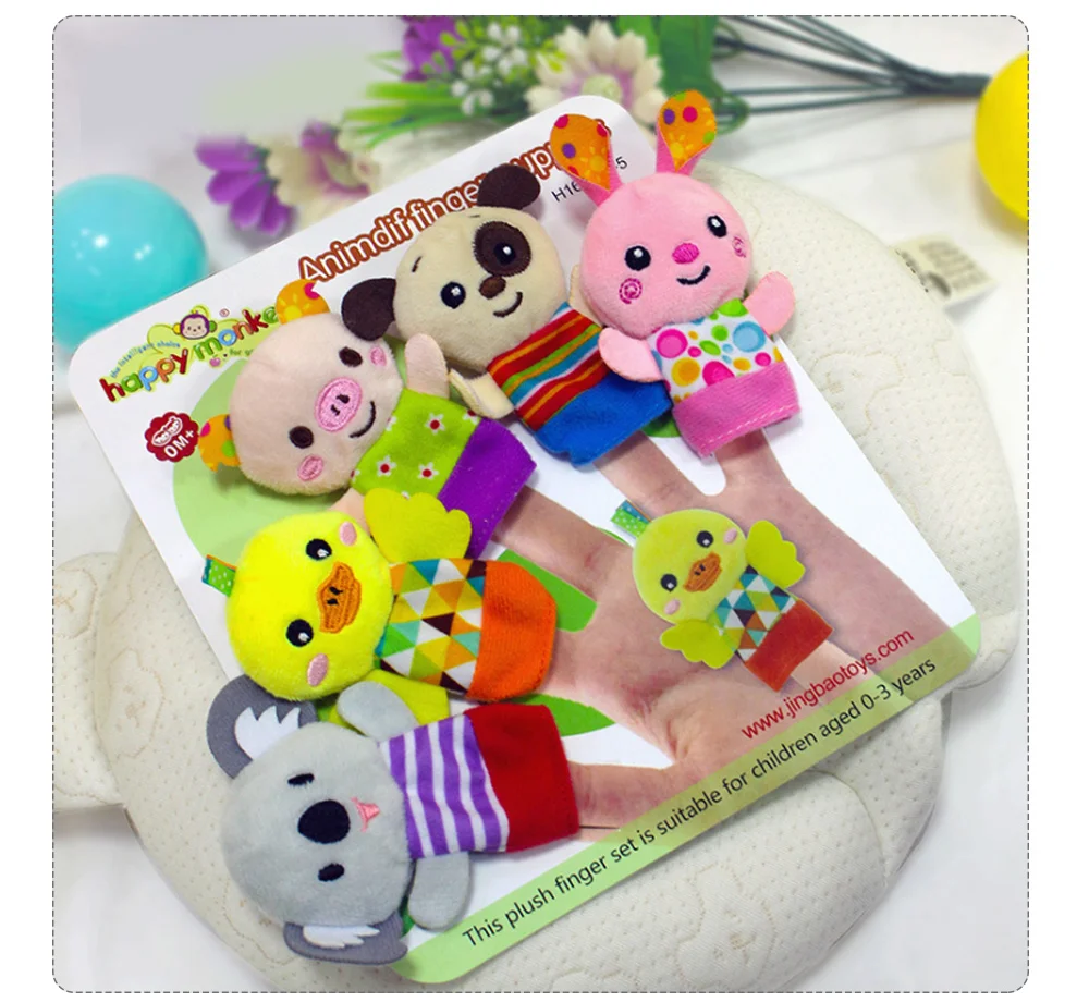 Happy monkey детские игрушки Пальчиковый кукольный набор мягкий милый плюшевый чучела кукла животные 5 шт. Обучающие Развивающие игрушки для детей подарок