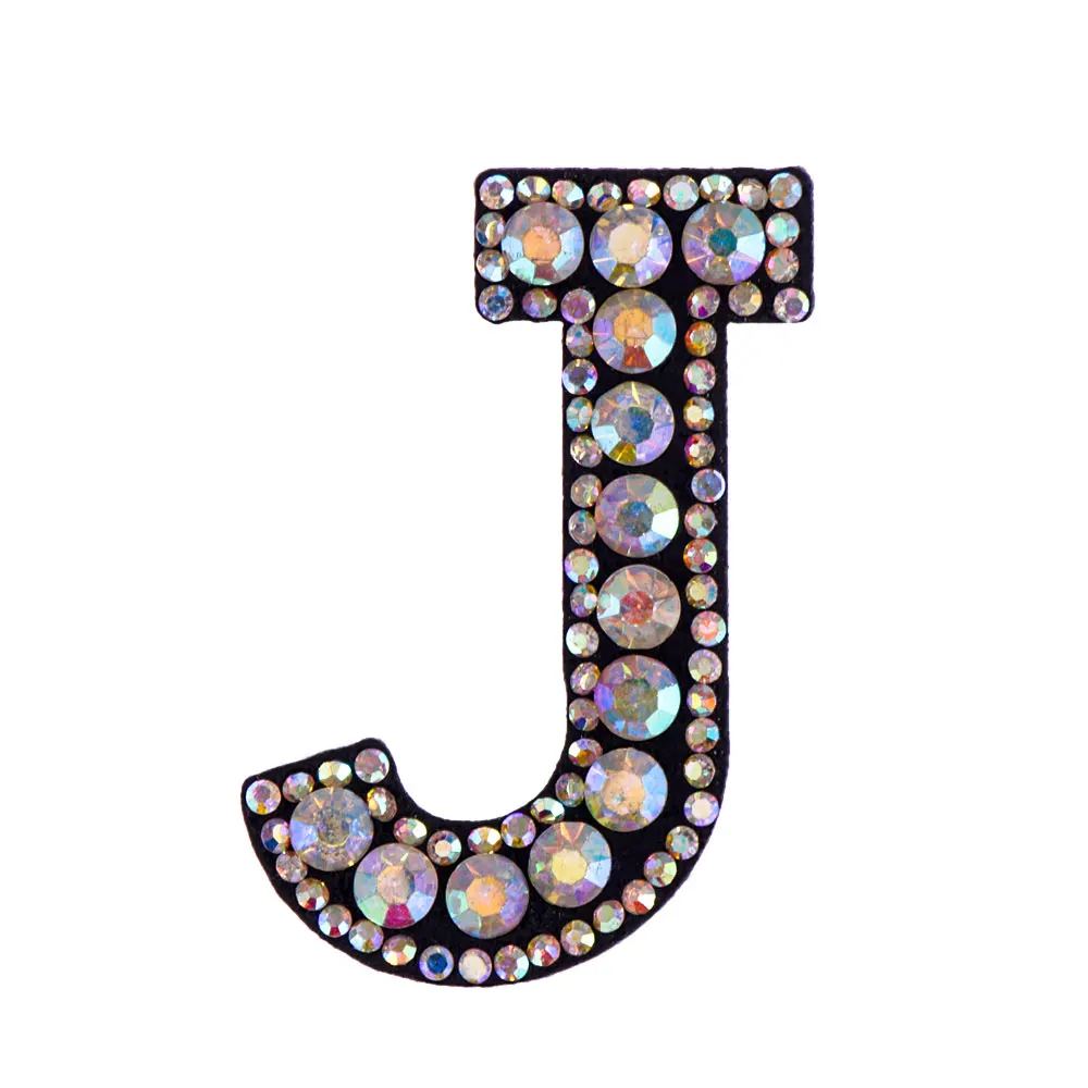 J A-Z, стразы, буквы, алфавит, аппликация, 3D, железная нашивка, значок для одежды, сумка, обувь, одежда, нашивки для вышивки, поделки своими руками - Цвет: J