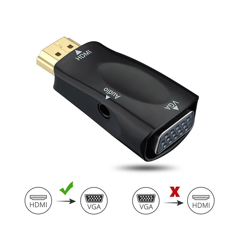 1080P HDMI Мужской к VGA Женский адаптер видео конвертер с аудио выходом N3 черный| |