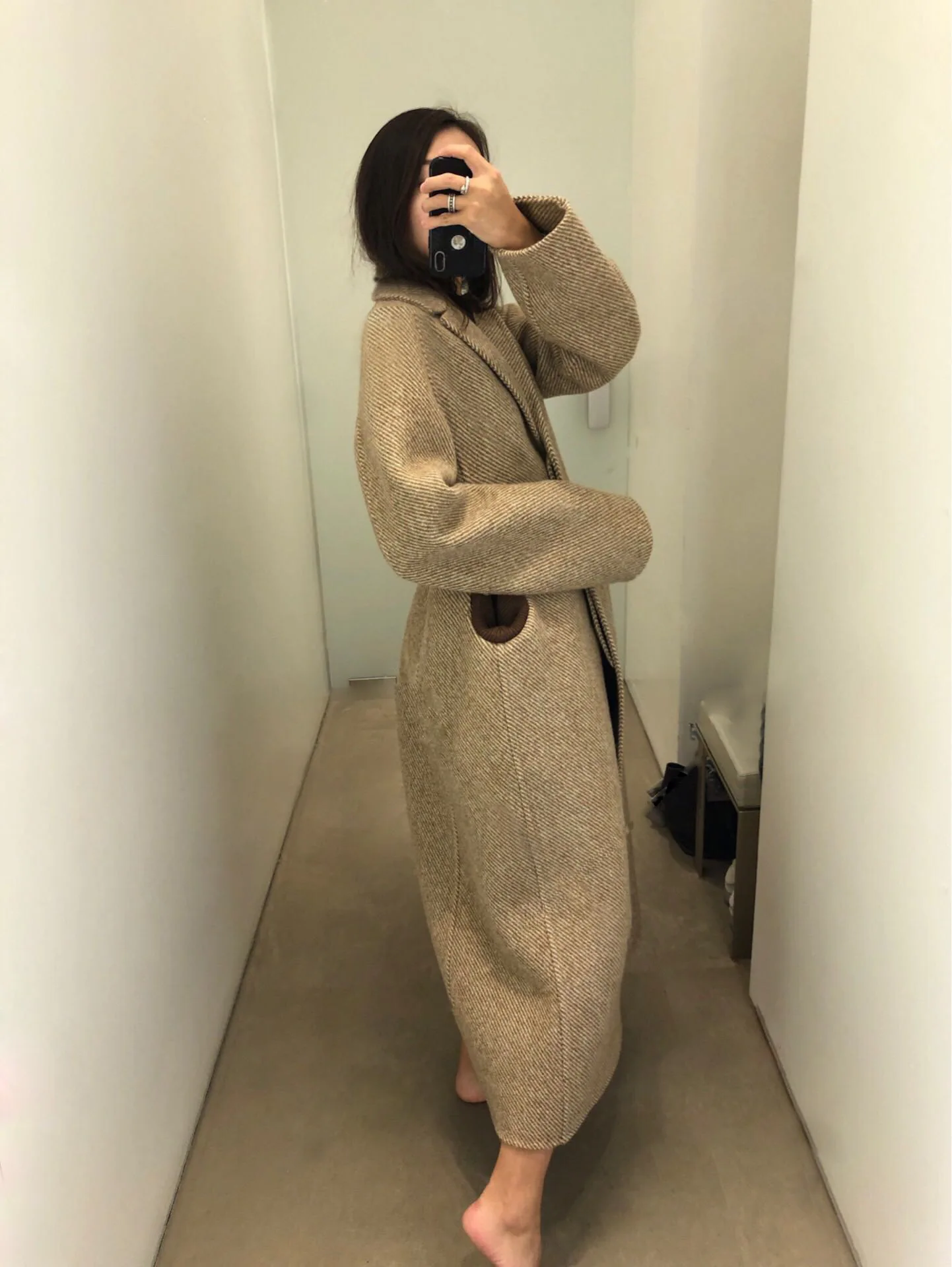 Женское шерстяное пальто с v образным вырезом туника длинными рукавами тонкая