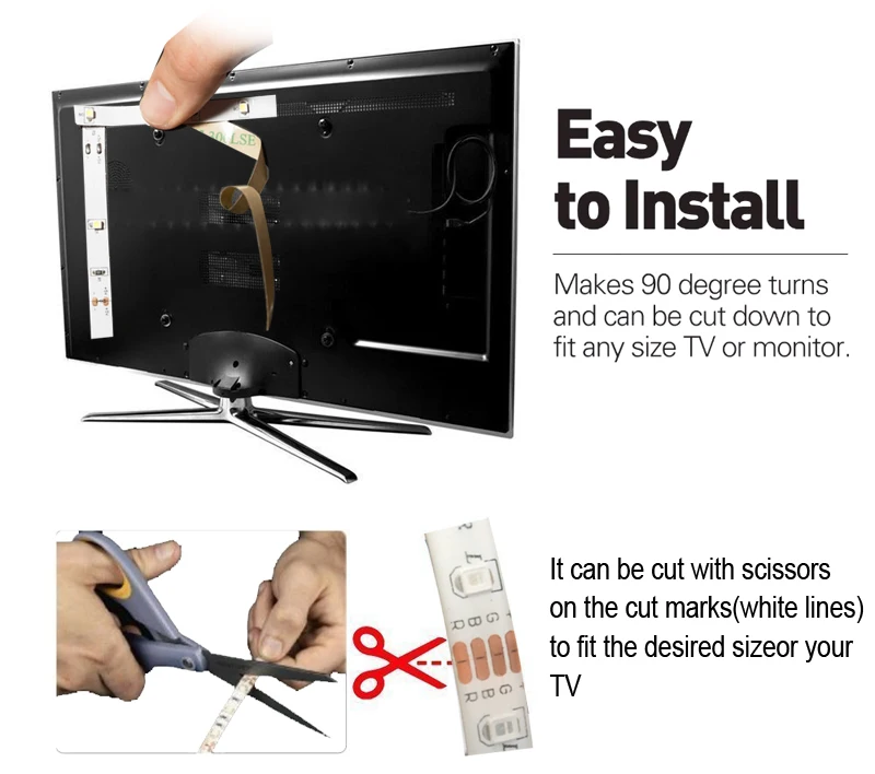 USB Светодиодная лента DC 5V Водонепроницаемая RGB 50 см 1 м 2 5 2835 60 светодиодов/м гибкая