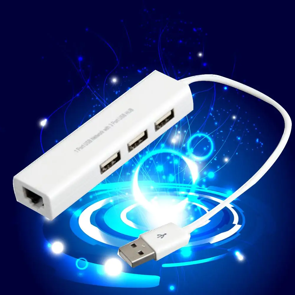 Новое поступление USB 2 0 RJ45 сетевой кабель для интернета адаптера + 3 Порты и разъёмы концентратора Mac OS Win7 8 XP