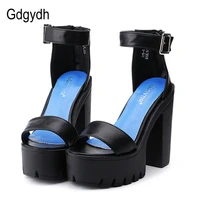 gdgydh drop shipping white summer sandal shoes for women 2021 new arrival high thick heels sandals platform casual russian shoes