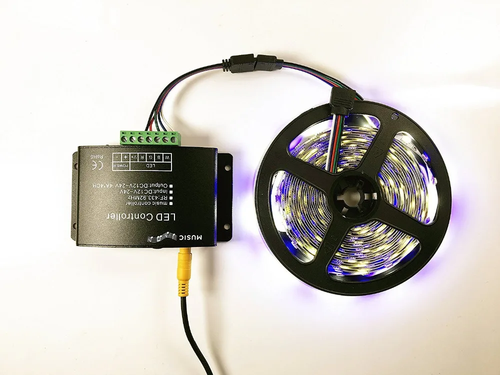 DC12V 24V 24 клавиши RGBW Музыка Светодиодный контроллер RF удаленный звуковой датчик