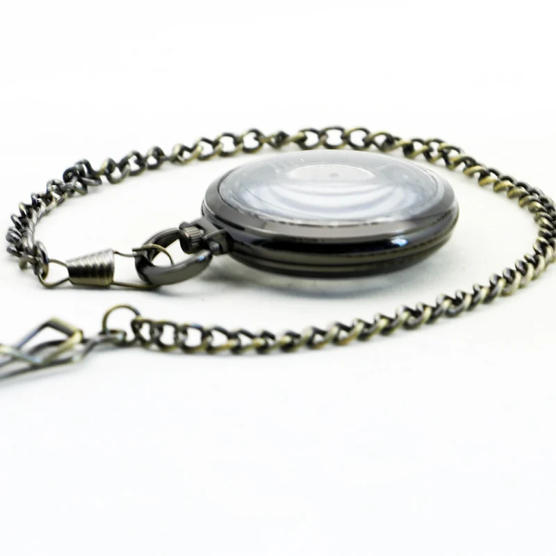 Black Vintage Mechanical Pocket Watch  Luxury Pendant Watch for Men Men with Pocket & Necklace Chain