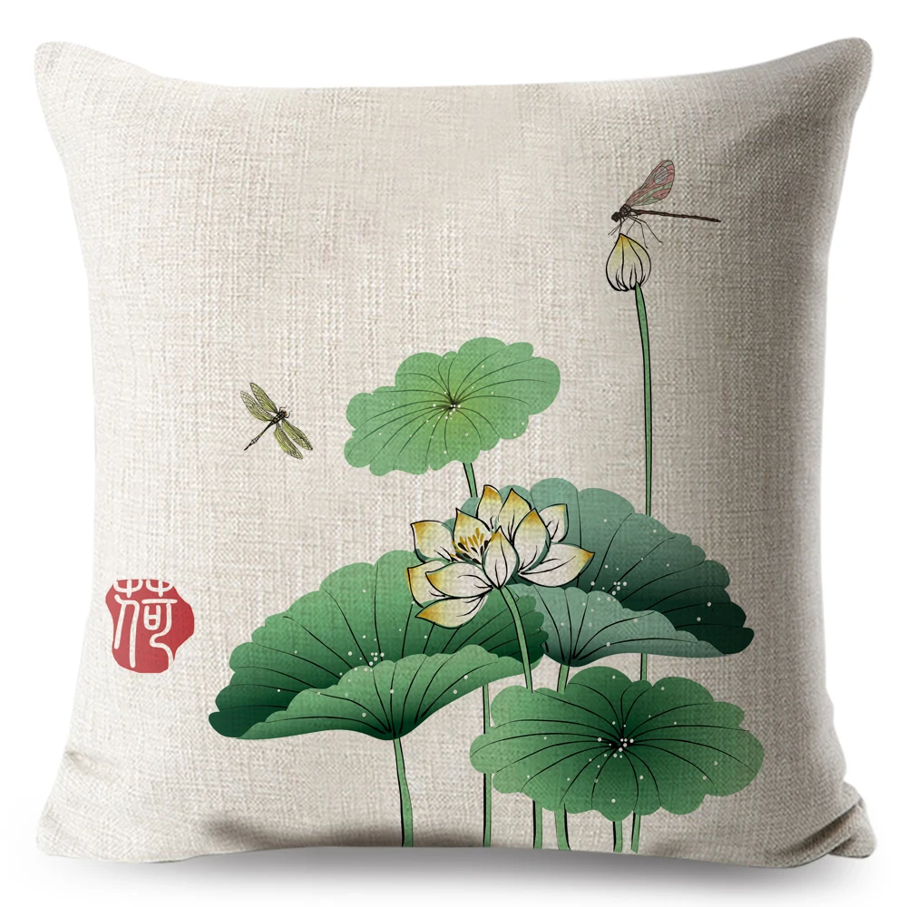 Акварель завод Цветок лотоса наволочка белье наволочки автомобиль диван Спальня