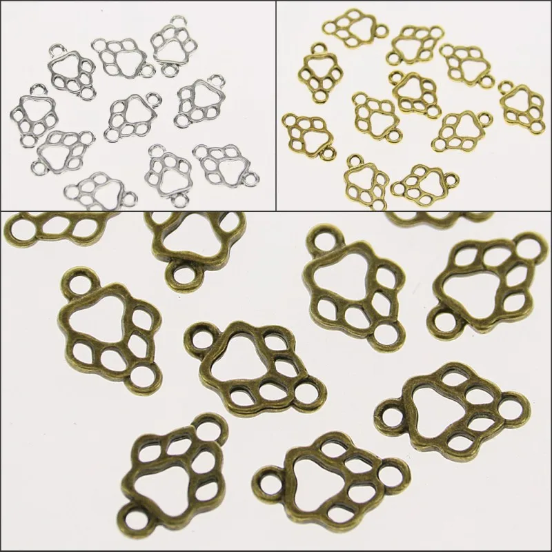 

3-color hollow footprint connector for jewerly making 60pcs lot