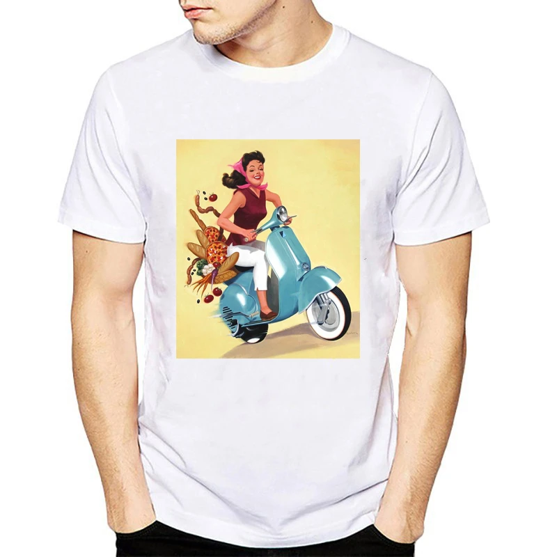 Винтажная Футболка Vespa Girl Riders для мужчин мотоцикл футболка с изображением scooter