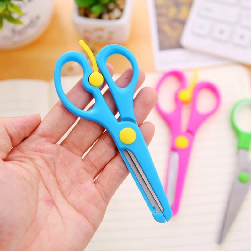 1 шт. мини безопасность круглая голова пластиковые ножницы DIY Студенческая