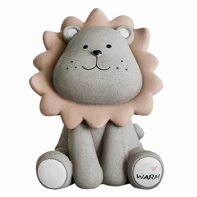 

Lion Statue Piggy Bank For Boys Animal Coin Bank Figurines Decor Resin Ornaments