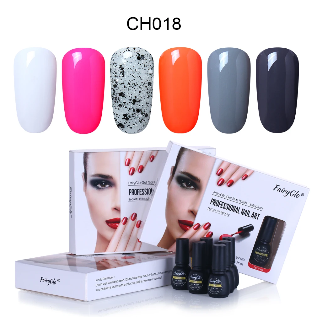 FairyGlo, 6 шт./лот, с коробкой, гель для ногтей, подарок, УФ светодиодный, Гель-лак, замачивается, Полупостоянный, гибридный, лаковый, тиснение, эмаль, гель, чернила - Цвет: CH018