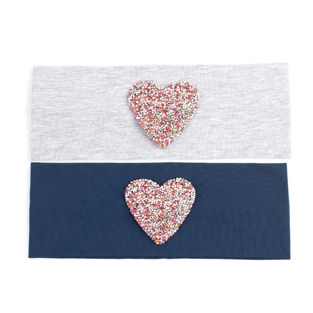 Женские простые резинки для волос Geebro из растяжимого хлопка с сердечками и стразами