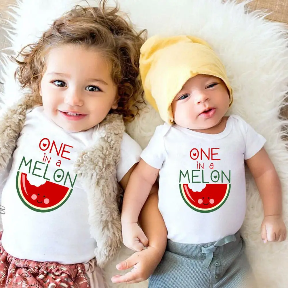 Kidlove Для детей на лето хлопковые футболки дышащий печати брат и сестра Семья