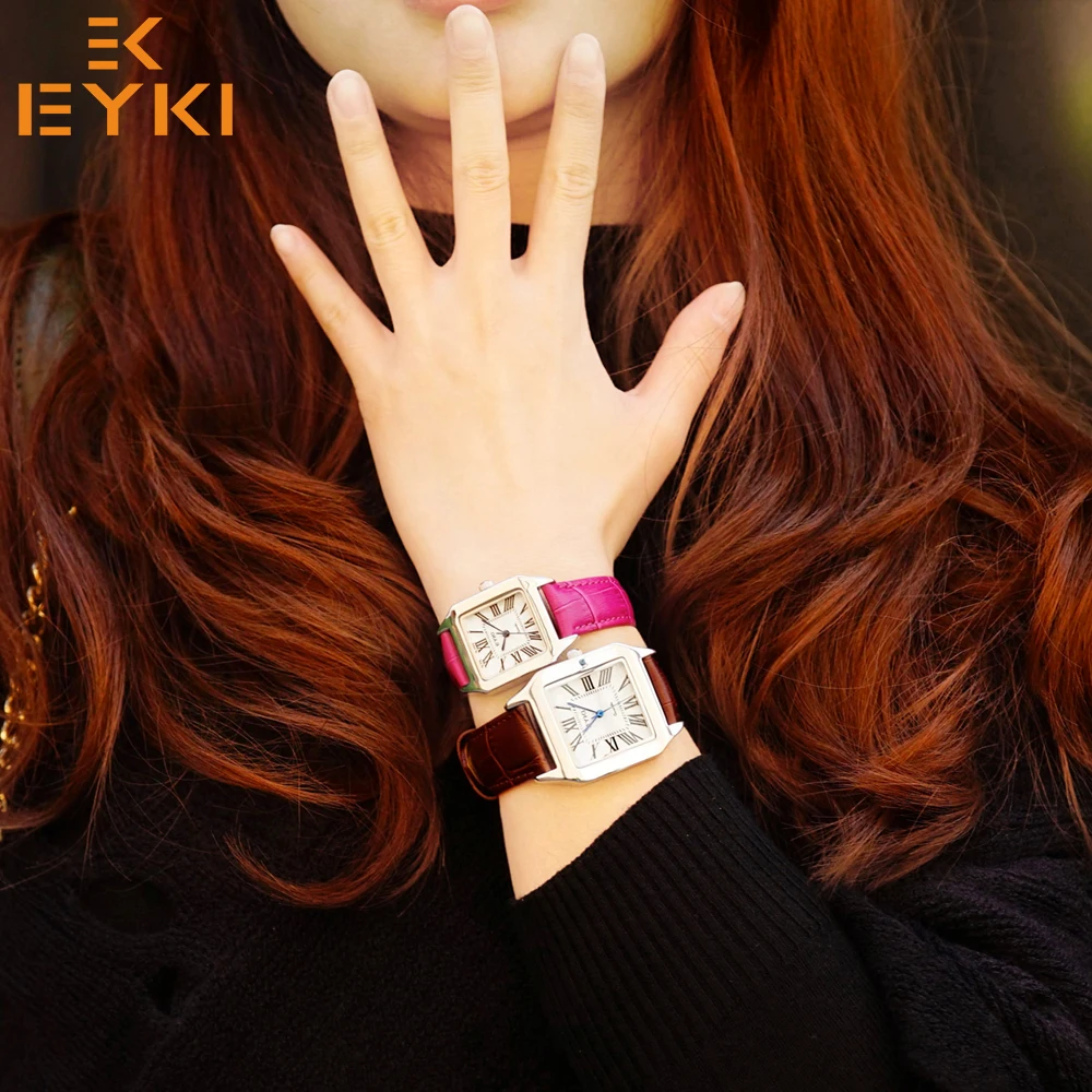 EYKI Fashion Women's Quartz Wristwatches Girlfriend Watch Two Size Waterproof Leather Strap  Relogios Feminino Reloj Mujer Clock