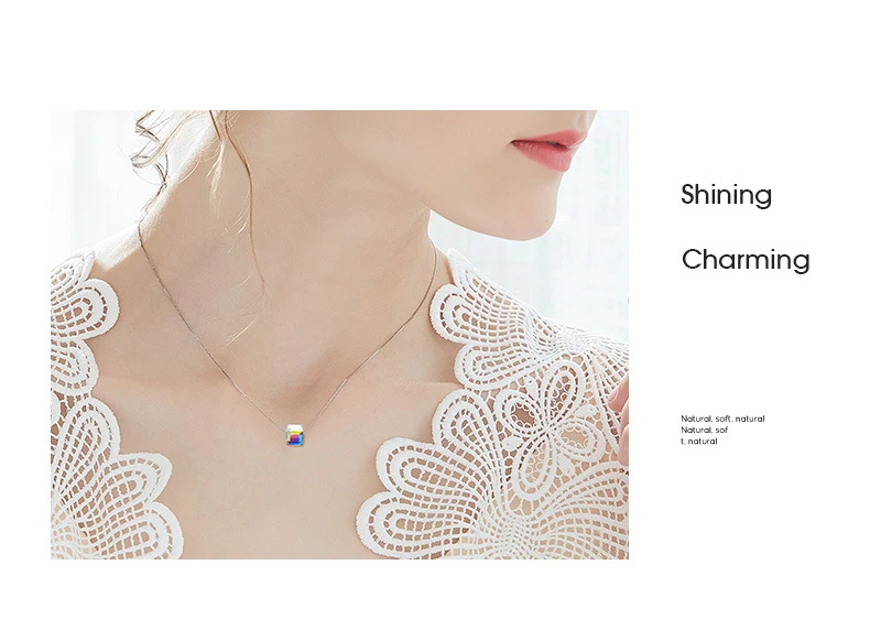 Warme Farben Кристалл от Swarovski ожерелье для женщин 925 Серебряный ювелирный куб кристалл кулон ожерелье модное колье ожерелье s