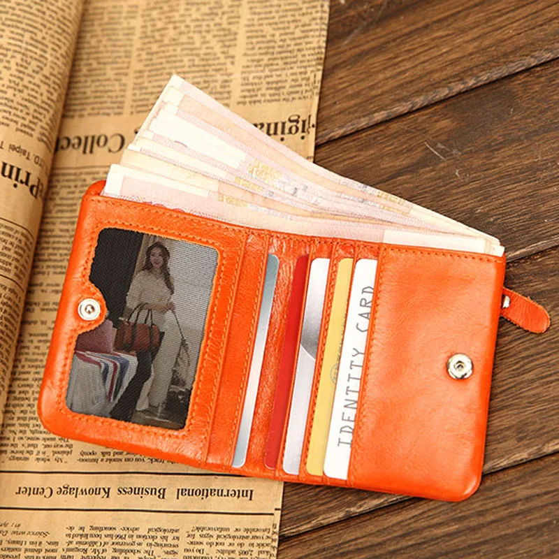 Модный женский кошелек IamVoid из вощеной натуральной кожи простой стиль