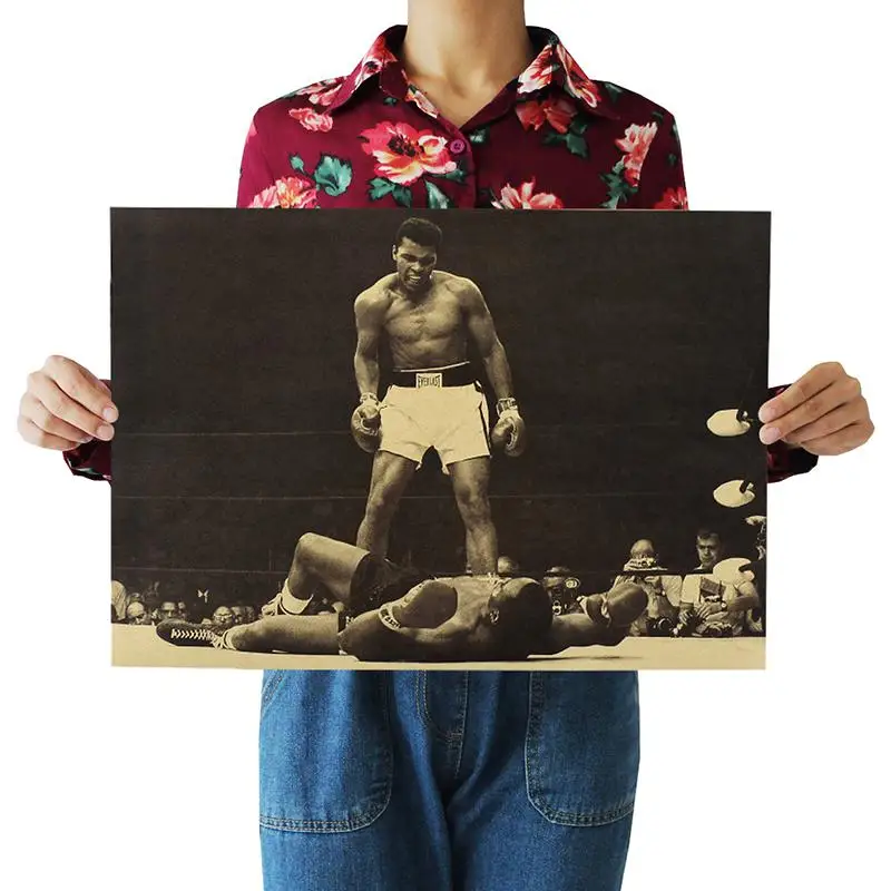 A "Muhammad Ali" винтажный Ретро плакат, крафт-бумага, бумажные постеры для бара кафе, украшение интерьера, картина, постер фильма 51x35,5 см, стикер на стену - Color: A