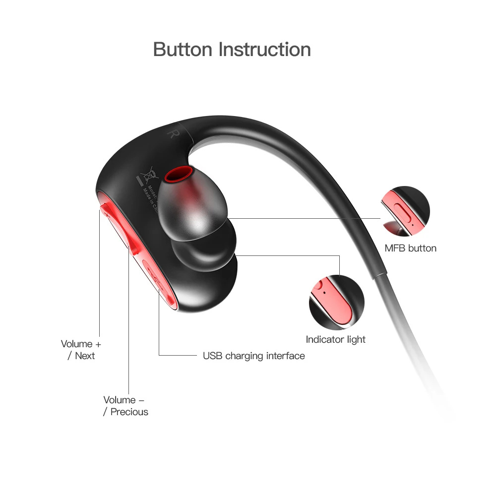 Водонепроницаемый Спорт стерео Bluetooth наушники Фитнес Беспроводной Наушники Hi-Fi