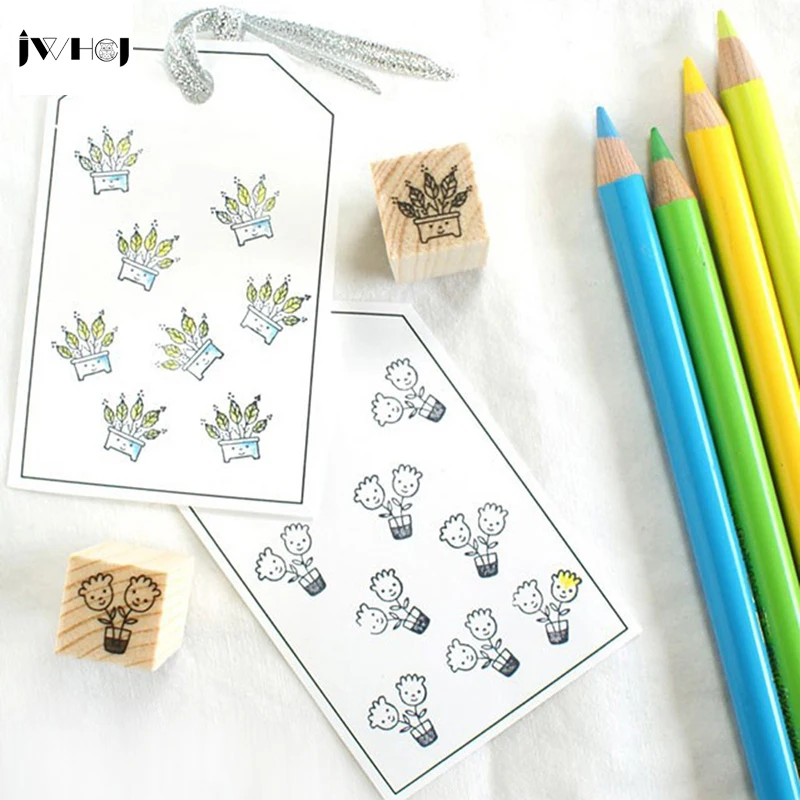 12 шт./компл. милый деревянный комплект резиновых штампов для скрапбукинга|wooden rubber