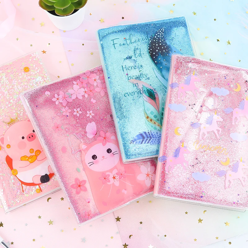 Loveот 1 шт. Kawaii ПВХ Единорог планировщик книга жидкий зыбучий песок журнал перо