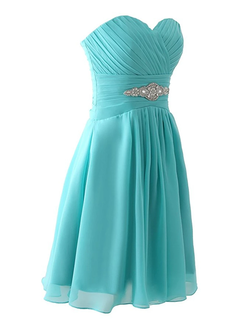 Edaier Simple Aqua Chiffon Short Bridesmaid Dress for Wedding Party Crystals Customize Women Formal Gowns 2017 | Свадьбы и торжества