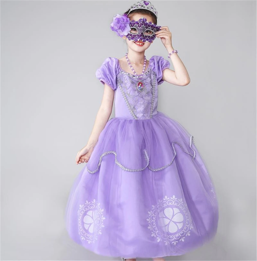 Kids Girls Princess Sofia Dress Rapunzel Dresses Ball Gown Long Party Children Clothing Halloween Cosplay Costume | Детская одежда и