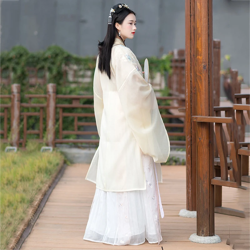 Hanfu Женский длинный рукав вышивка костюм Хана элемент династии Тан традиционный костюм Юбки феи платье принцессы для взрослых DN3508