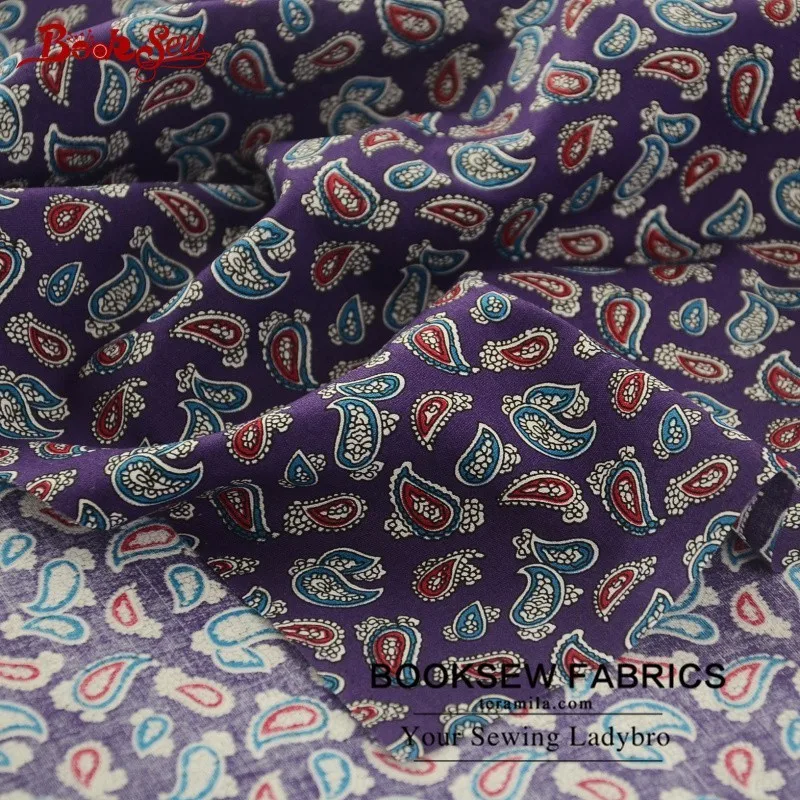 Booksew 100% хлопок поплин Ткань мягкий выстегивая цветочный узор фиолетовый Текстиль