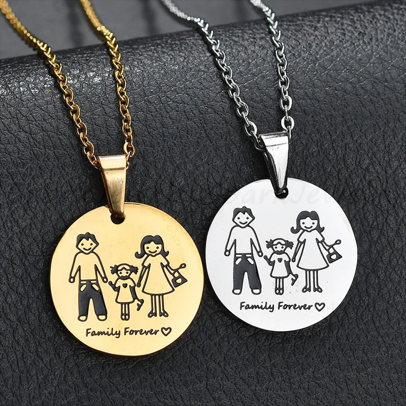 Spark из нержавеющей стали мультфильм девочка мама папа семейное ожерелье родитель