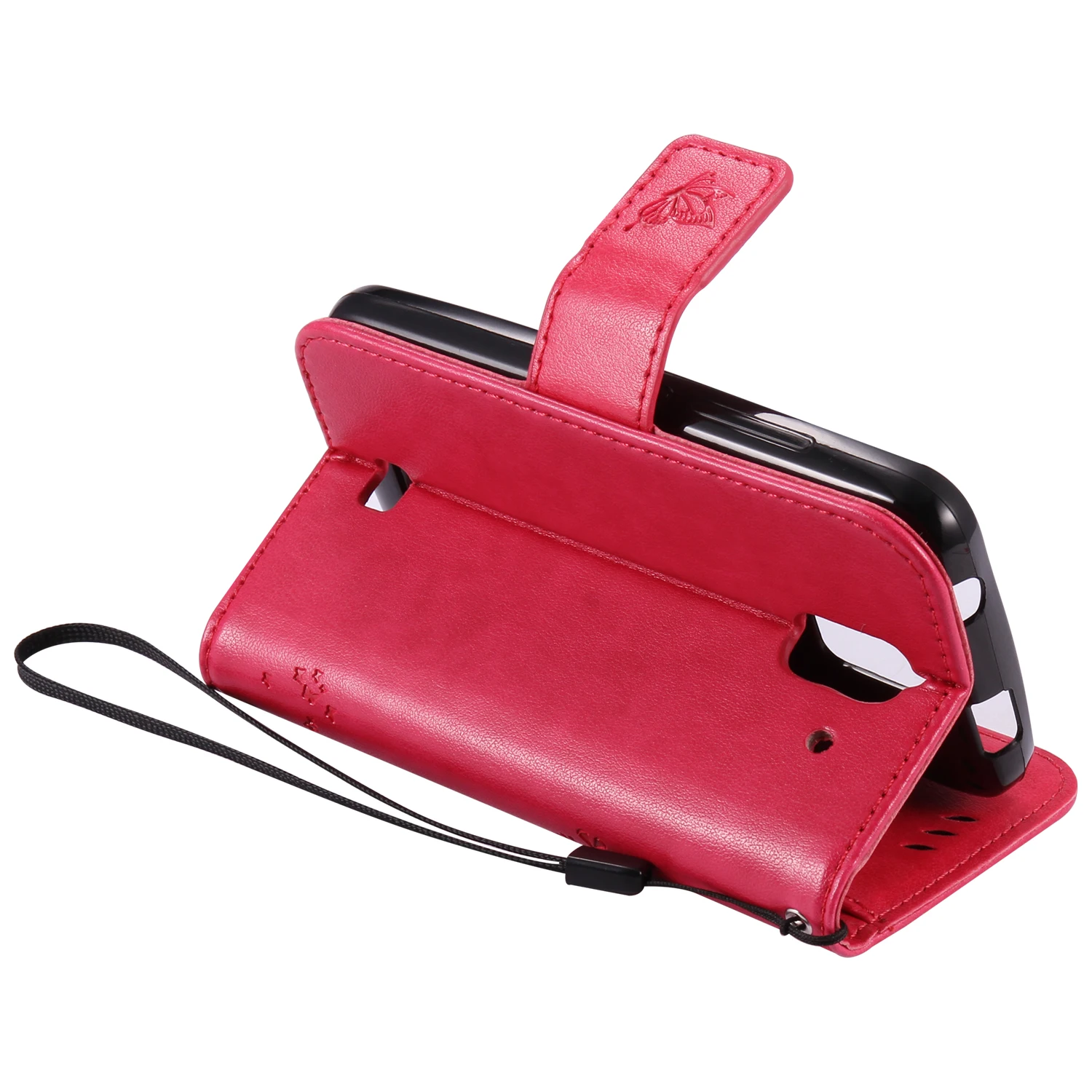 Разноцветная Pattern Роуз Тиснением Слот Для Карты Бумажник PU Кожа Стенд Флип Дело