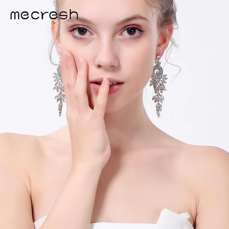 Mecresh цветные свадебные ювелирные наборы Стразы Цветочные Свадебные серьги