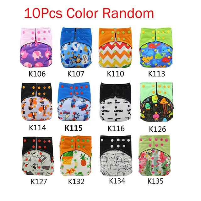 10pcs AI2 diapers Ohbabyka многоразовые AI2 ткань детские подгузники пеленки две застежки моющиеся тканевые карманные подгузники с бамбуковая Вставка 10 шт - Цвет: 10pcs AI2 diapers