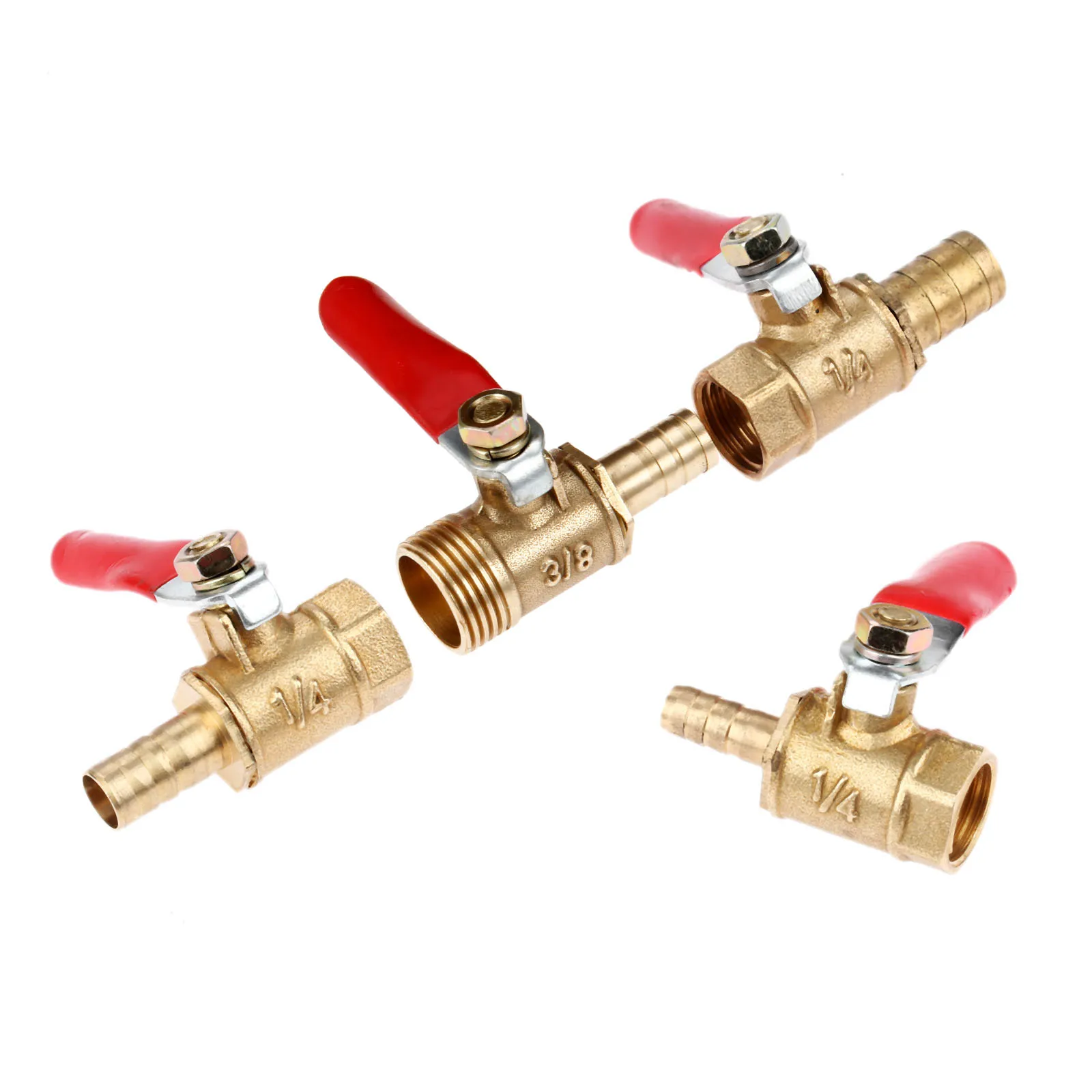 1 шт. латунный шаровой кран 1/4 дюйма 3/8 с женской на 6/8/10 мм прямой зазубренный