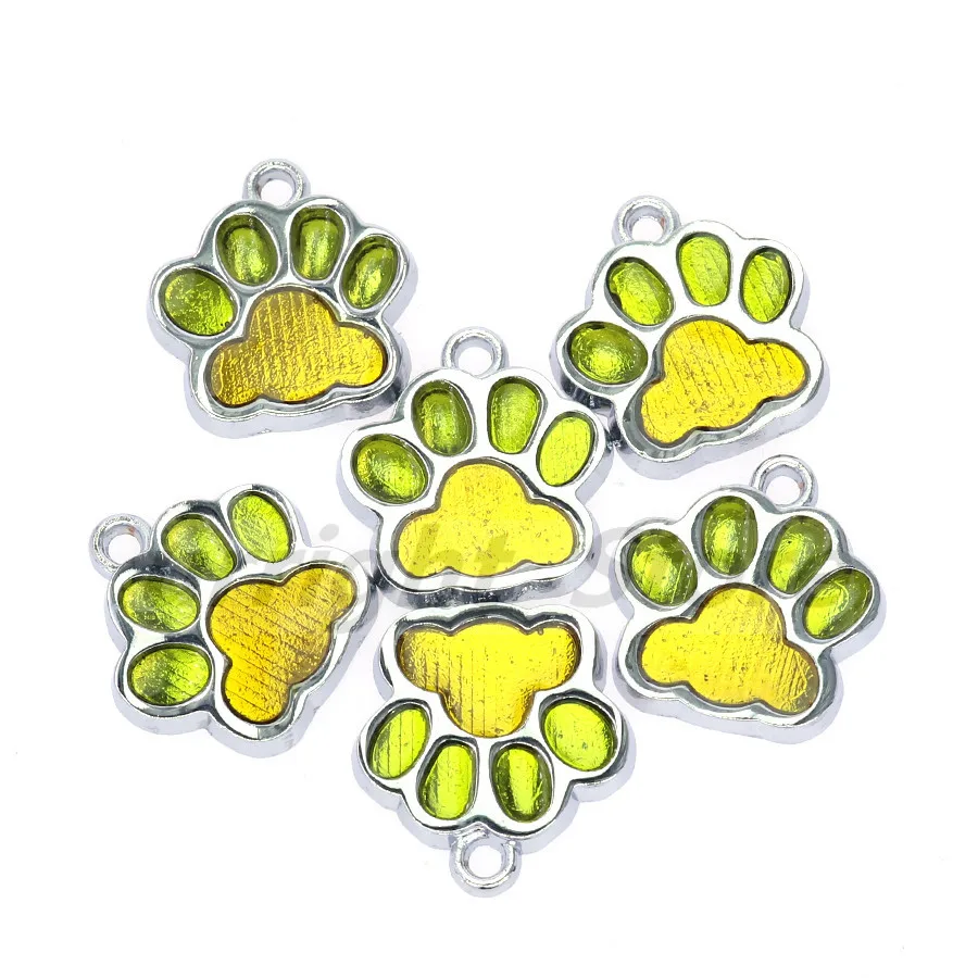 6 10 шт. эмаль Bling Cat Dog/Bear отпечаток лапы висячий Шарм подходит вращающийся Омар застежка брелок кольца для ключей сумка Ювелирные изделия HC503 - Окраска металла: 6