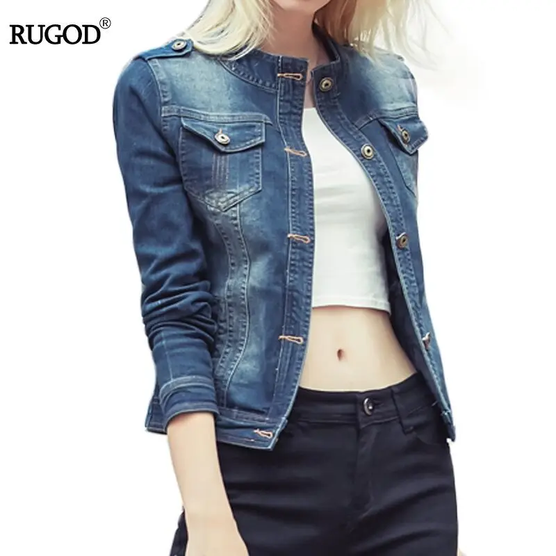 Куртка RUGOD женская джинсовая на пуговицах элегантный эластичный Пиджак из денима