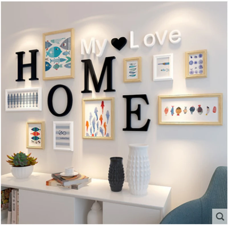 9 шт. фоторамки для дома с изображением любви набор часов деревянные настенные