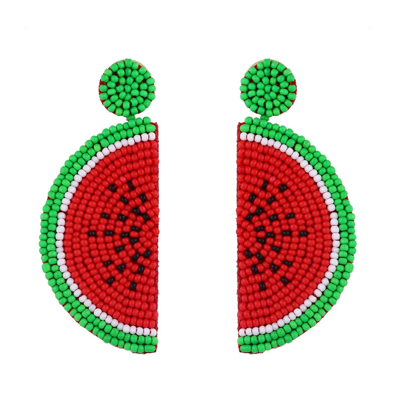 FLOLA Handmade Beaded Watermelon Earrings Trendy Fruit Boho Beaded Earrings Women Bohemian Summer Beach Jewelry ersq55 images - 6