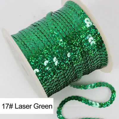 17 Laser Green 26 цветов, 20 ярдов/рулон, 6 мм, ПВХ, с блестками, линия, с блестками, для шитья, на планках, для рукоделия, аксессуары для одежды - Цвет: 17 Laser Green