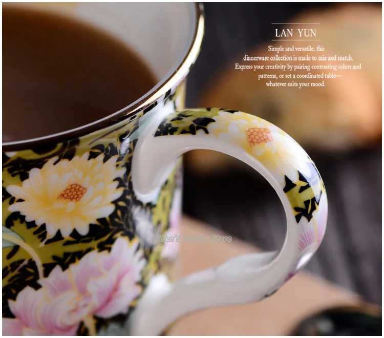 Золотая кружка Вильям Моррис с хризантемой позолоченная кофейная молочная чашка