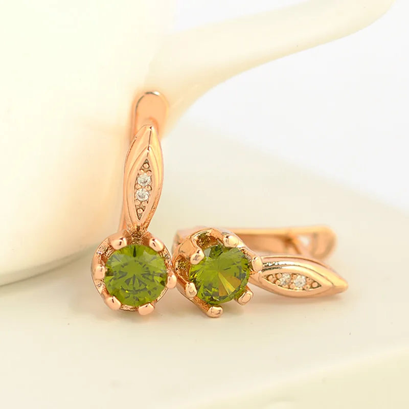 ISHOWLEE Cute 585 Rose Gold Earrings Korean for Women Natural Zircon Stud Minimalism 2019 Women's Fashion Jewelry esp22 | Украшения и
