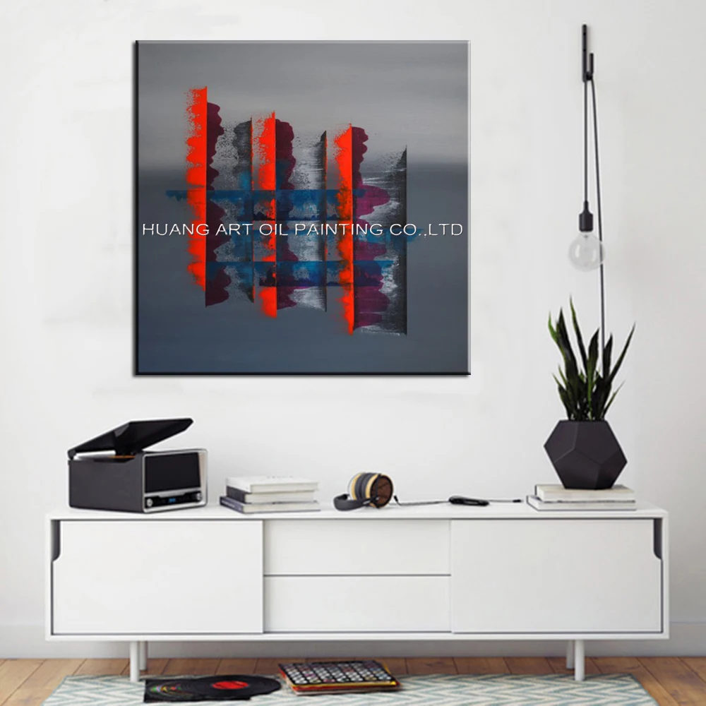 Ручная роспись Современная серая картина маслом на холсте для гостиной декор